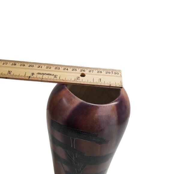 Stone Vase Hand Carved African Alabaster SIGNED Etched Scenes Gazelle Animal VTG - Picture 15 of 16